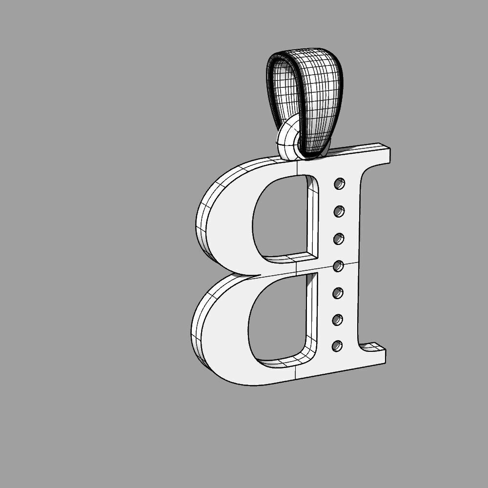 Alphabet Latin with gems B 3D print model_41