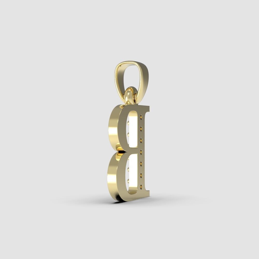 Alphabet Latin with gems B 3D print model_14