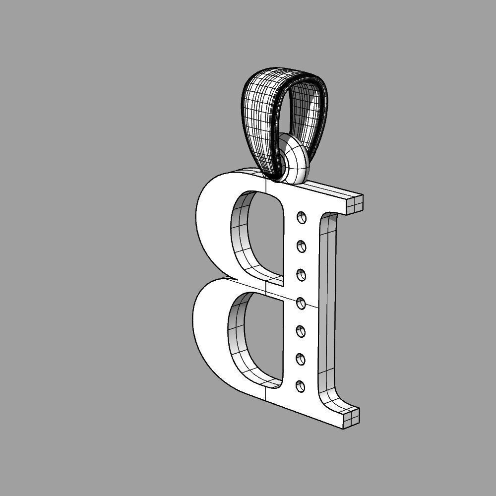 Alphabet Latin with gems B 3D print model_45