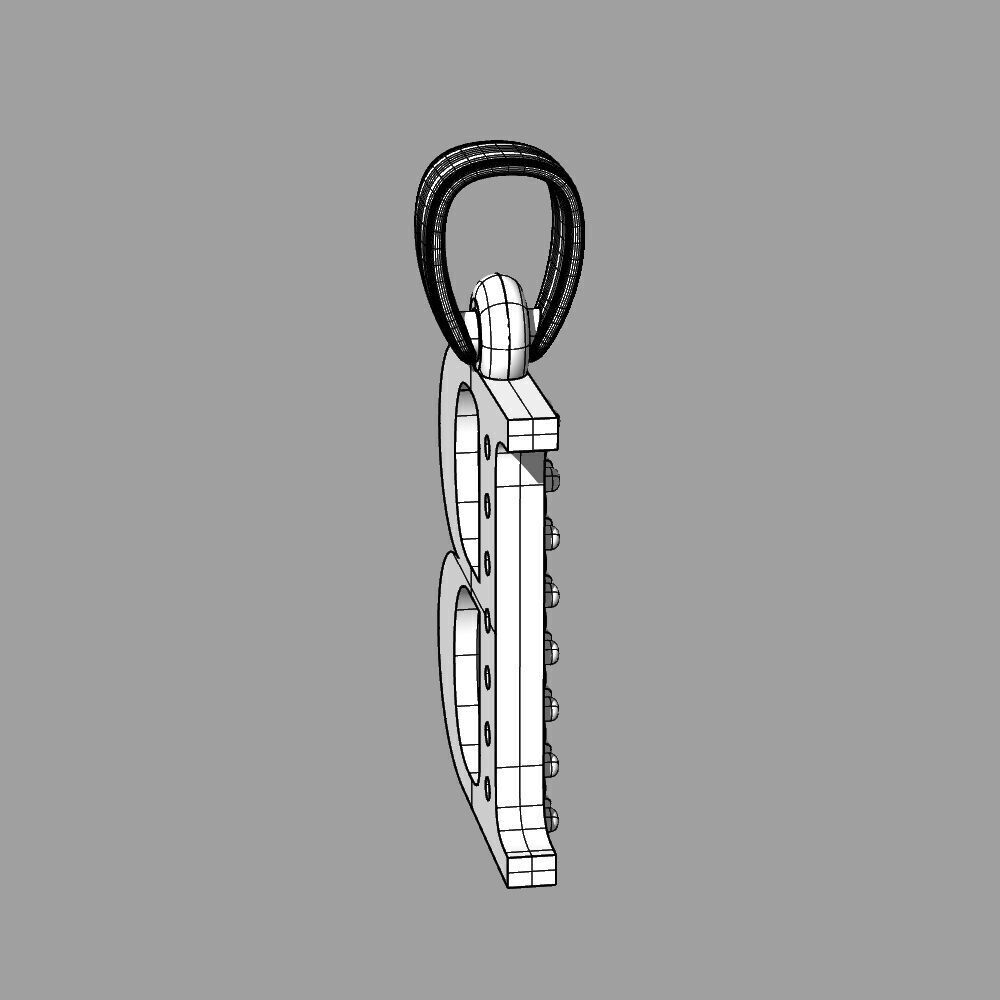 Alphabet Latin with gems B 3D print model_48