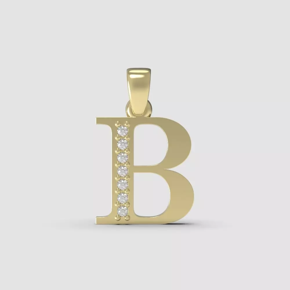 Alphabet Latin with gems B 3D print model_0