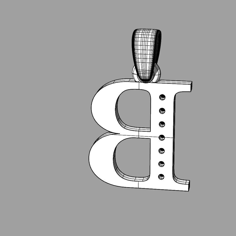 Alphabet Latin with gems B 3D print model_43