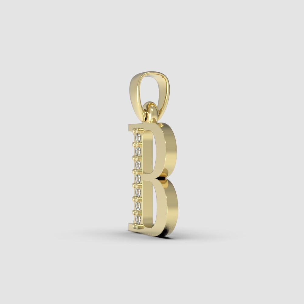 Alphabet Latin with gems B 3D print model_10