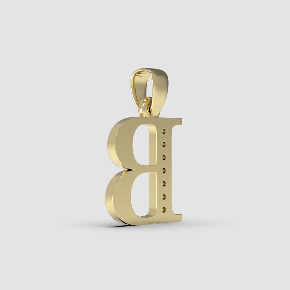 Alphabet Latin with gems B 3D print model_16