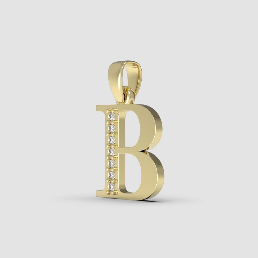 Alphabet Latin with gems B 3D print model_7