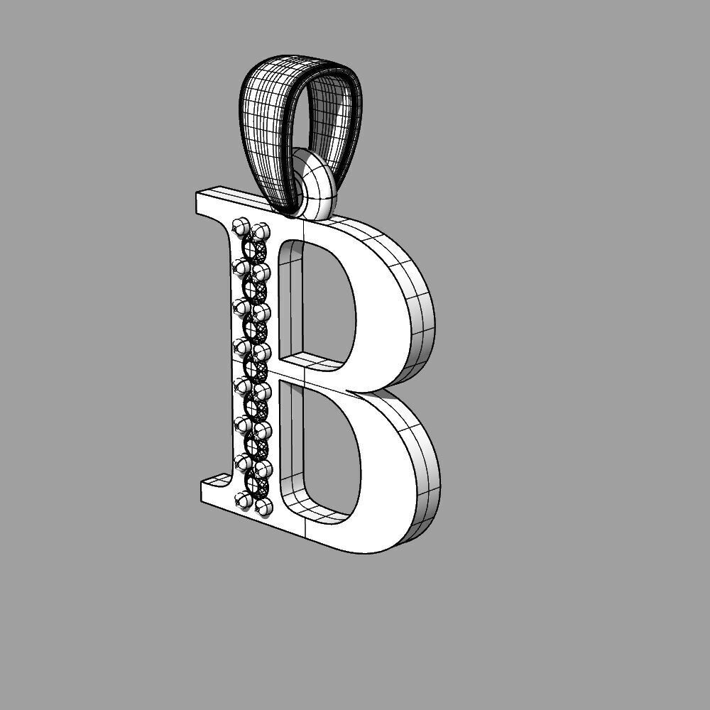 Alphabet Latin with gems B 3D print model_36