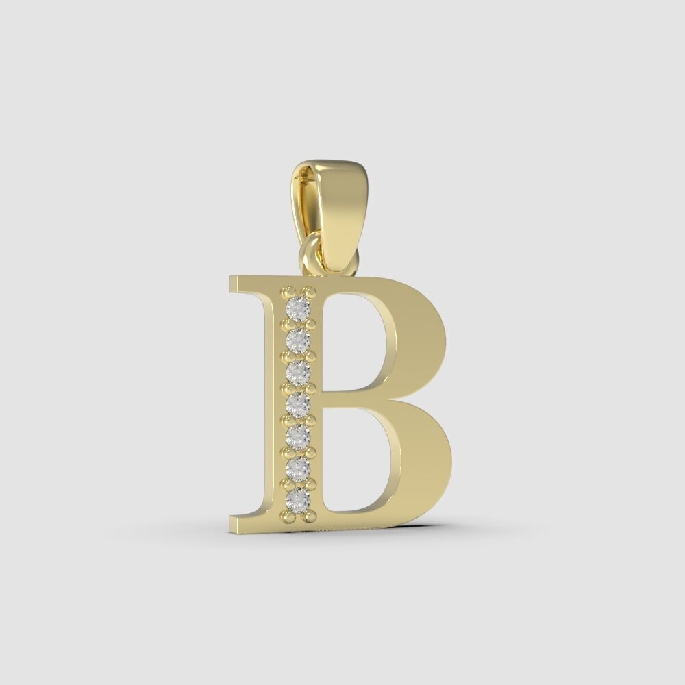 Alphabet Latin with gems B 3D print model_30