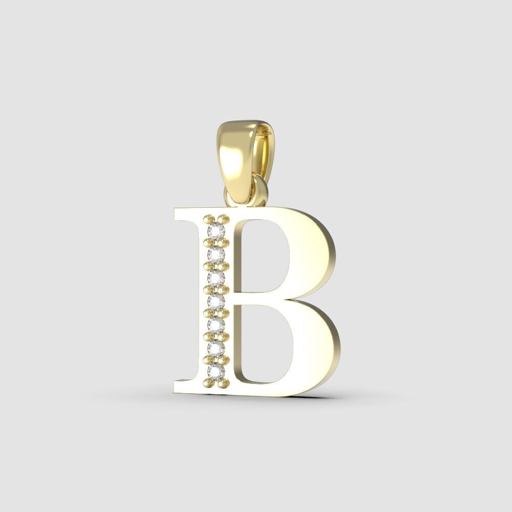 Alphabet Latin with gems B 3D print model_32