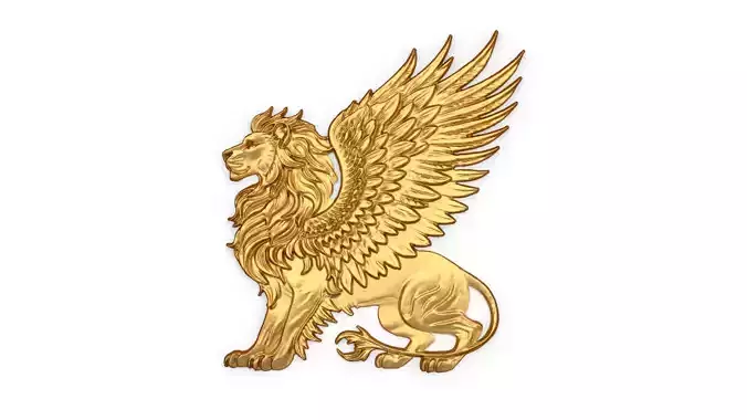 Griffon lion detailed Relief STL 03