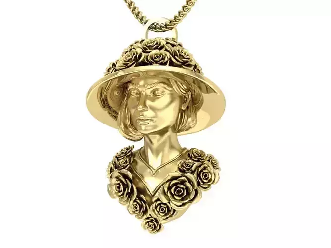 woman pendant flowers