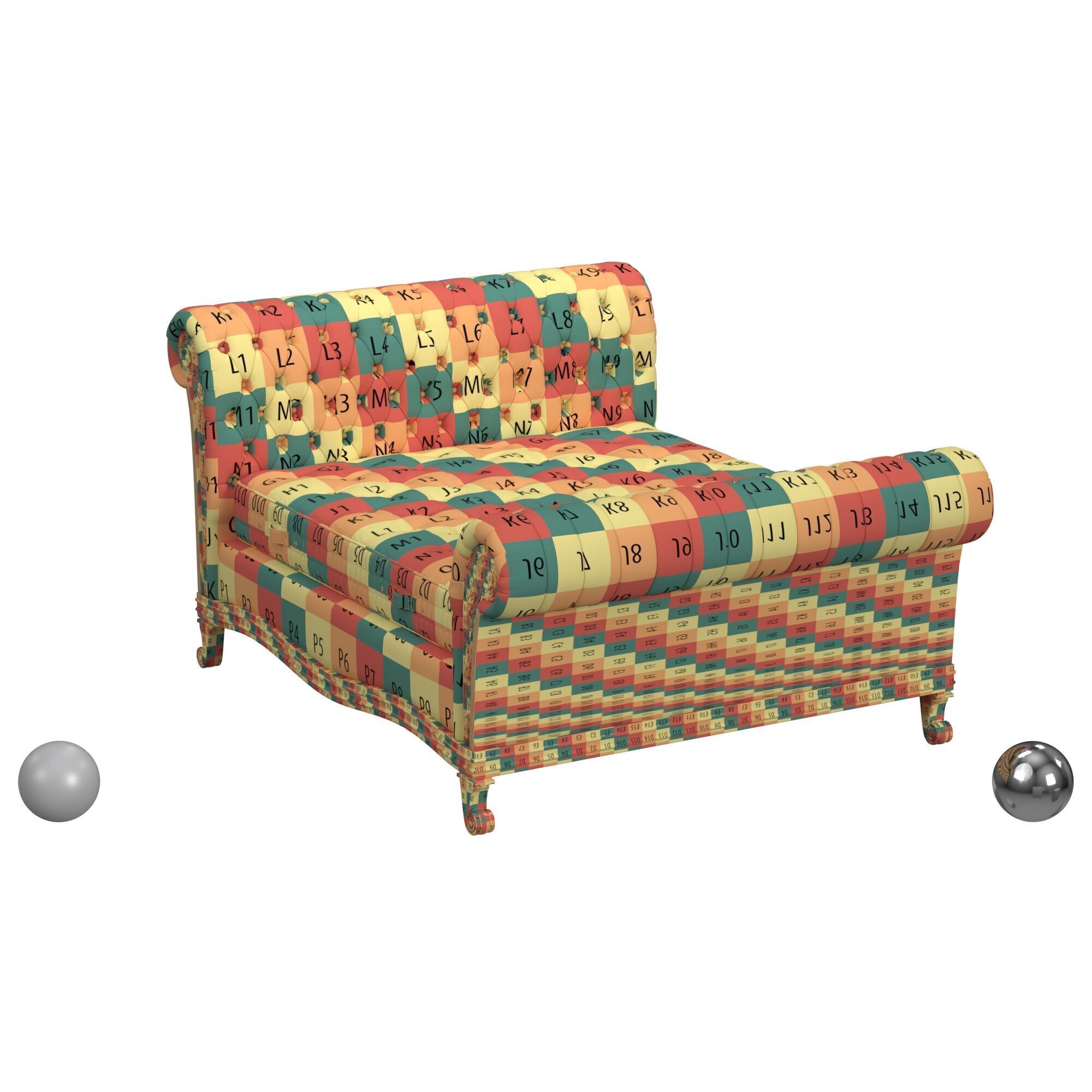 Bonaparte Deep Buttoned Bed 3D model_2