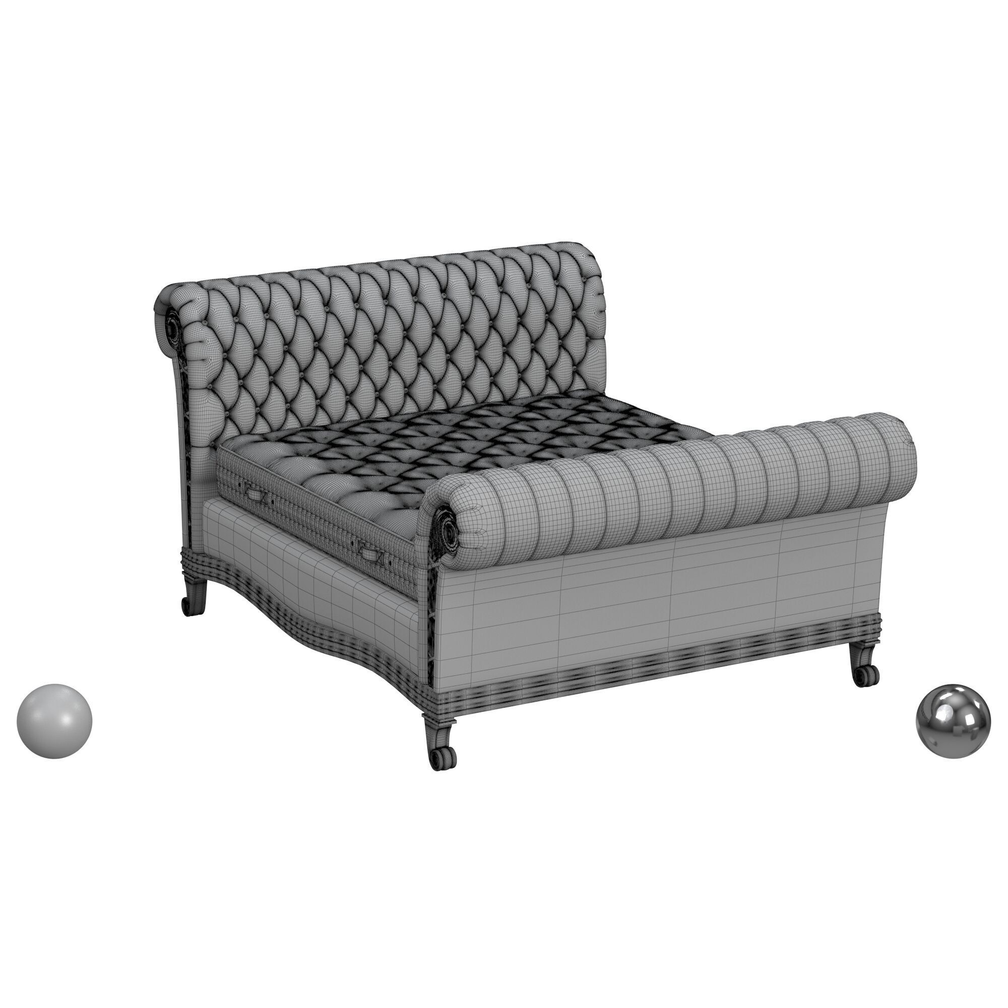 Bonaparte Deep Buttoned Bed 3D model_3