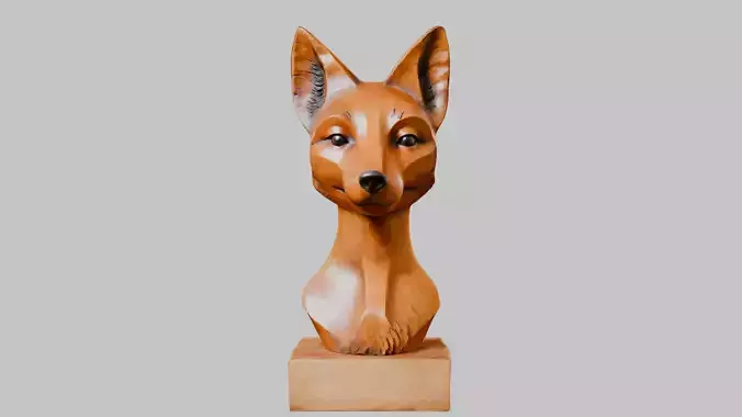Wooden Fox Carved Sculpture Statue