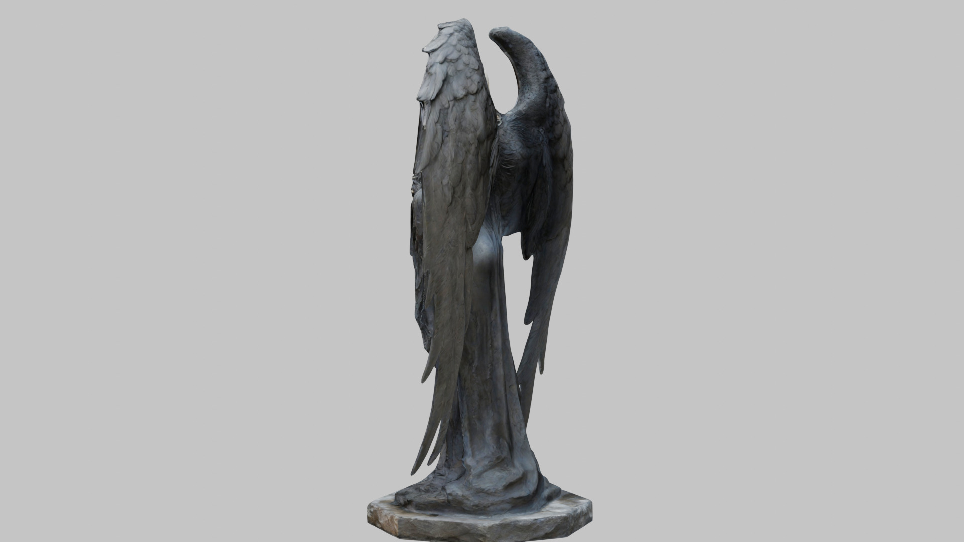 Death Statue Black WIngs Skeleton SKull Low-poly 3D model_5