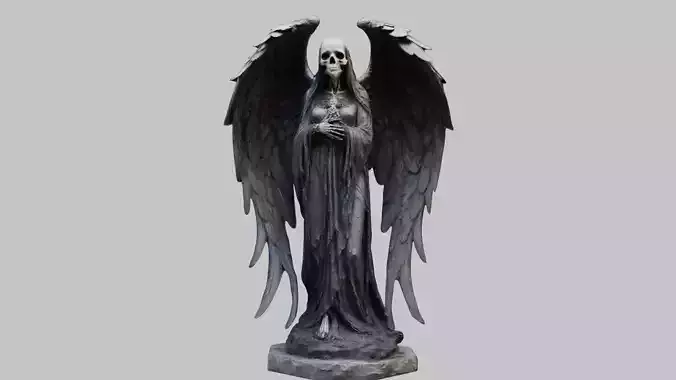 Death Statue Black WIngs Skeleton SKull