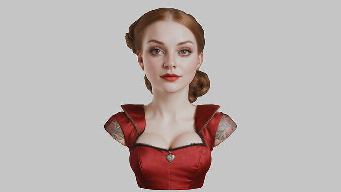 Tudor Woman Victorian HEad Bust Blonde  Low-poly 3D model