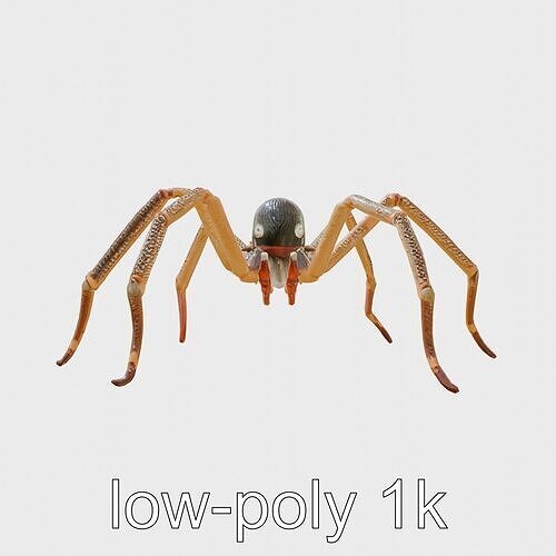 Monster Spider Hybrid with Human Face and Plasma Tails Low-poly 3D model