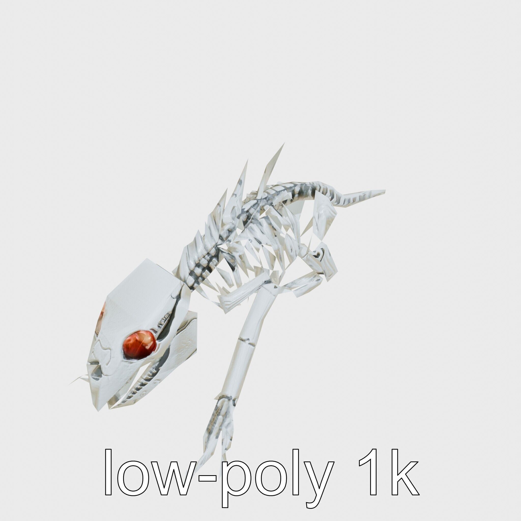 Cybernetic Dinosaur Skeleton with Laser Eyes Low-poly 3D model_10