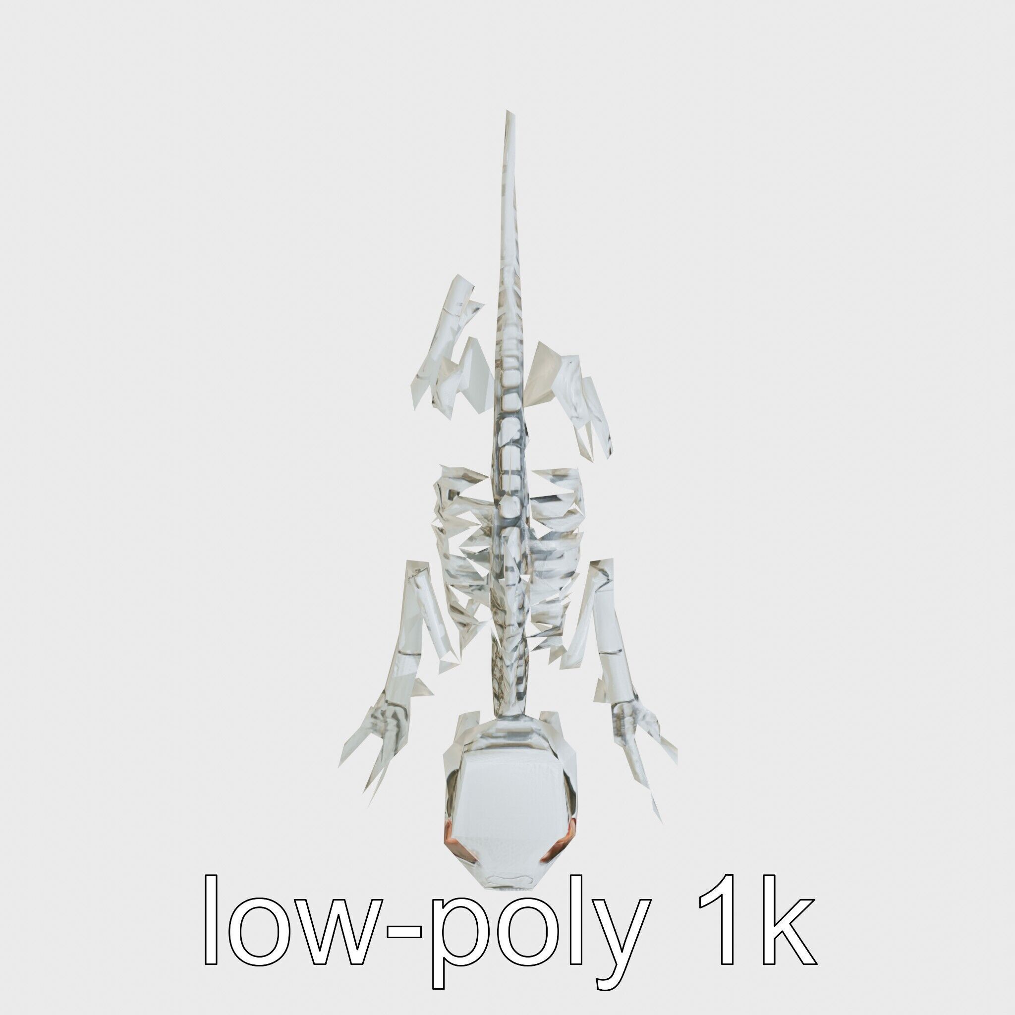 Cybernetic Dinosaur Skeleton with Laser Eyes Low-poly 3D model_30