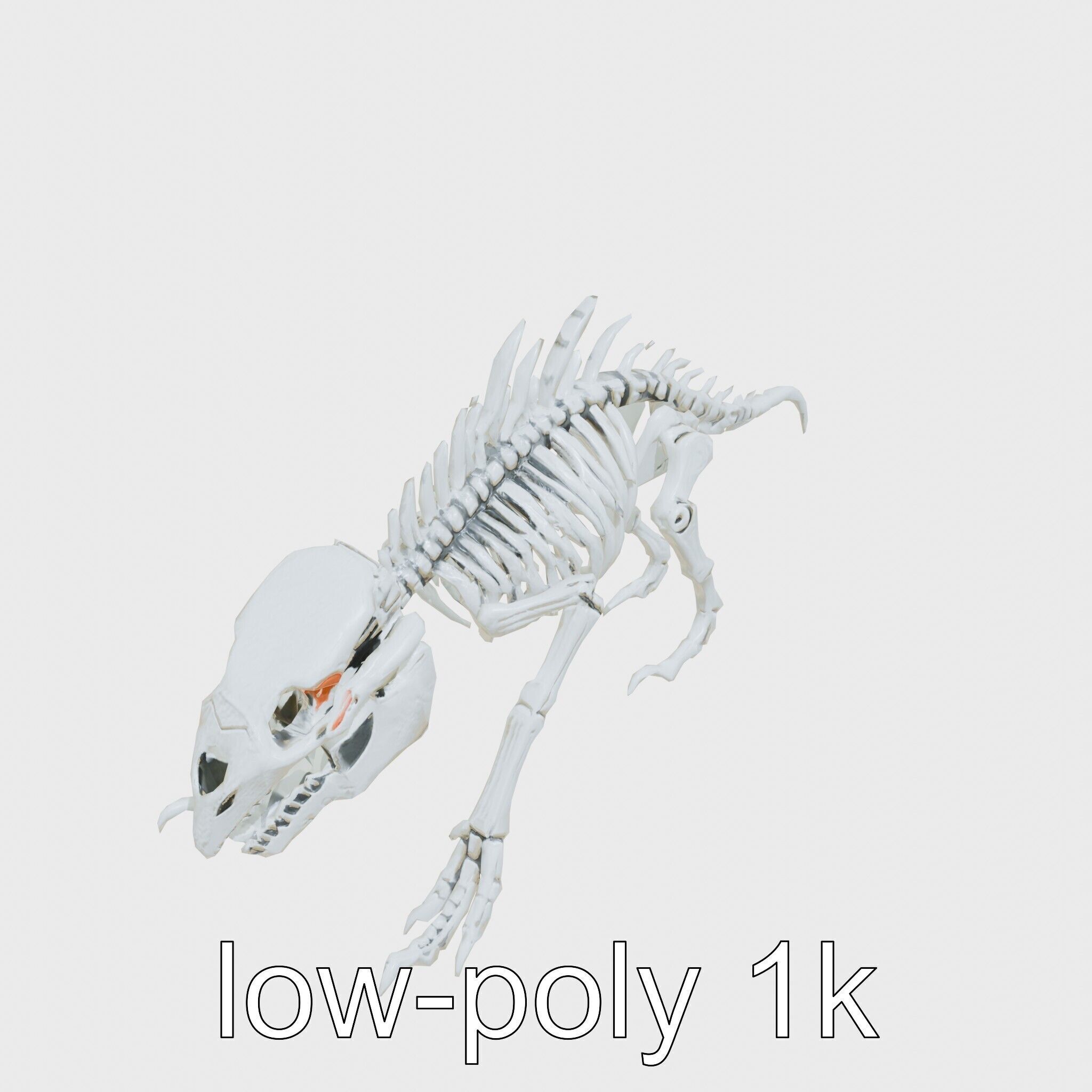 Cybernetic Dinosaur Skeleton with Laser Eyes Low-poly 3D model_9