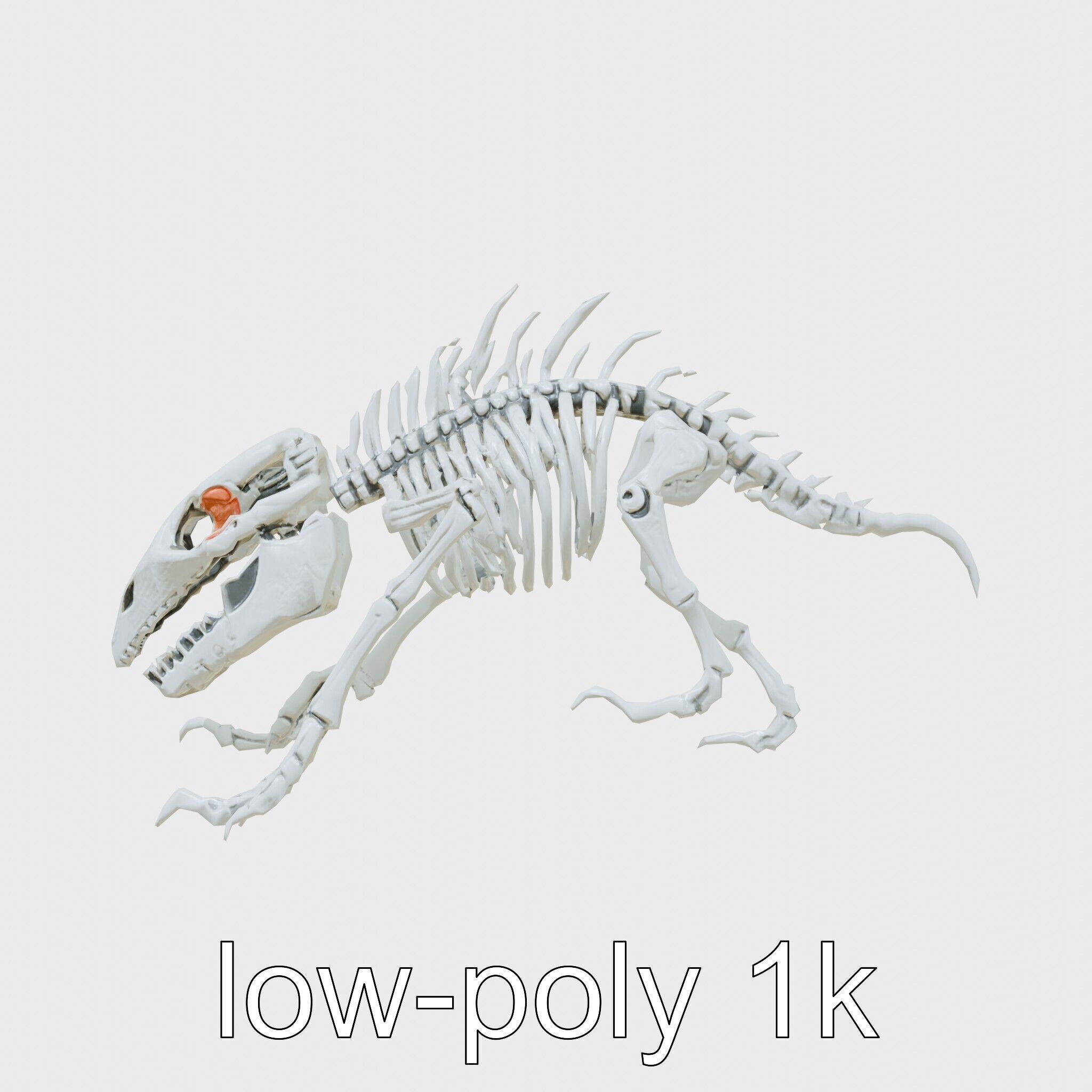 Cybernetic Dinosaur Skeleton with Laser Eyes Low-poly 3D model_11