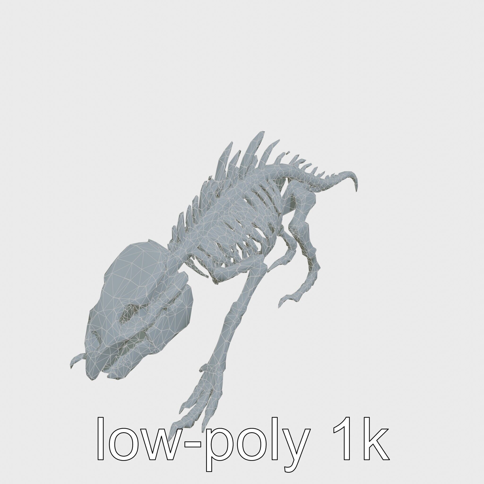 Cybernetic Dinosaur Skeleton with Laser Eyes Low-poly 3D model_16