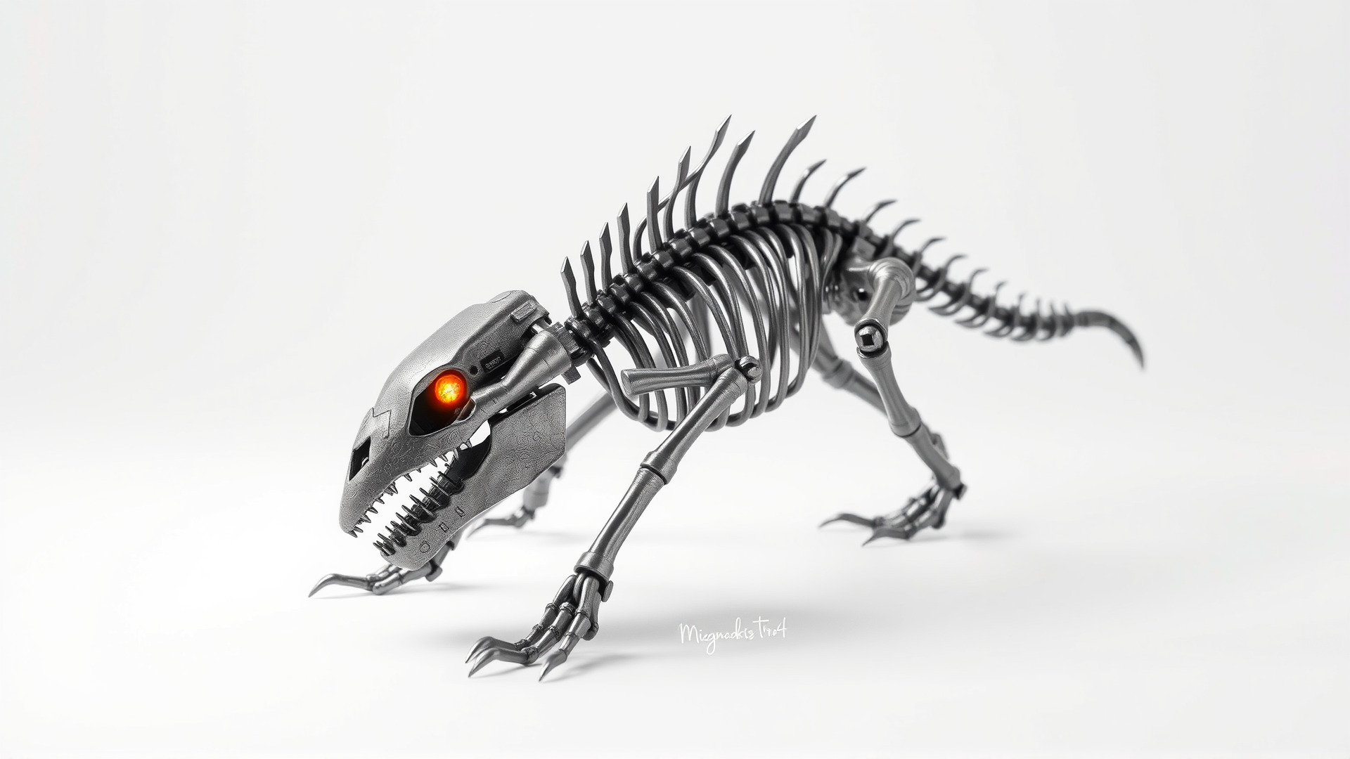 Cybernetic Dinosaur Skeleton with Laser Eyes Low-poly 3D model_3