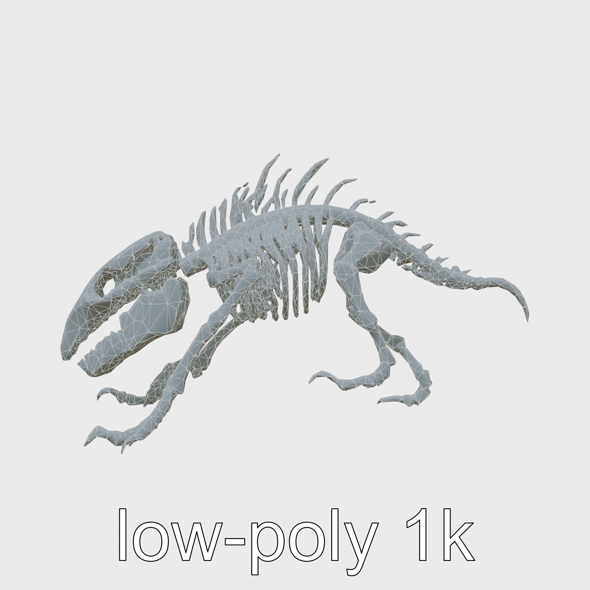 Cybernetic Dinosaur Skeleton with Laser Eyes Low-poly 3D model_13