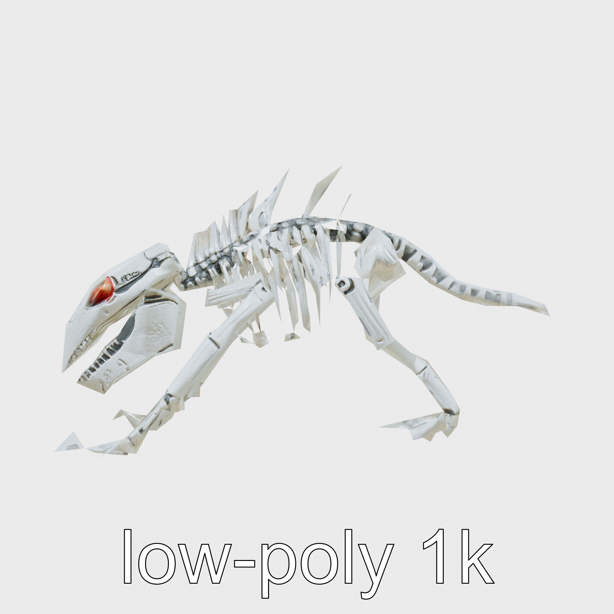 Cybernetic Dinosaur Skeleton with Laser Eyes Low-poly 3D model_22