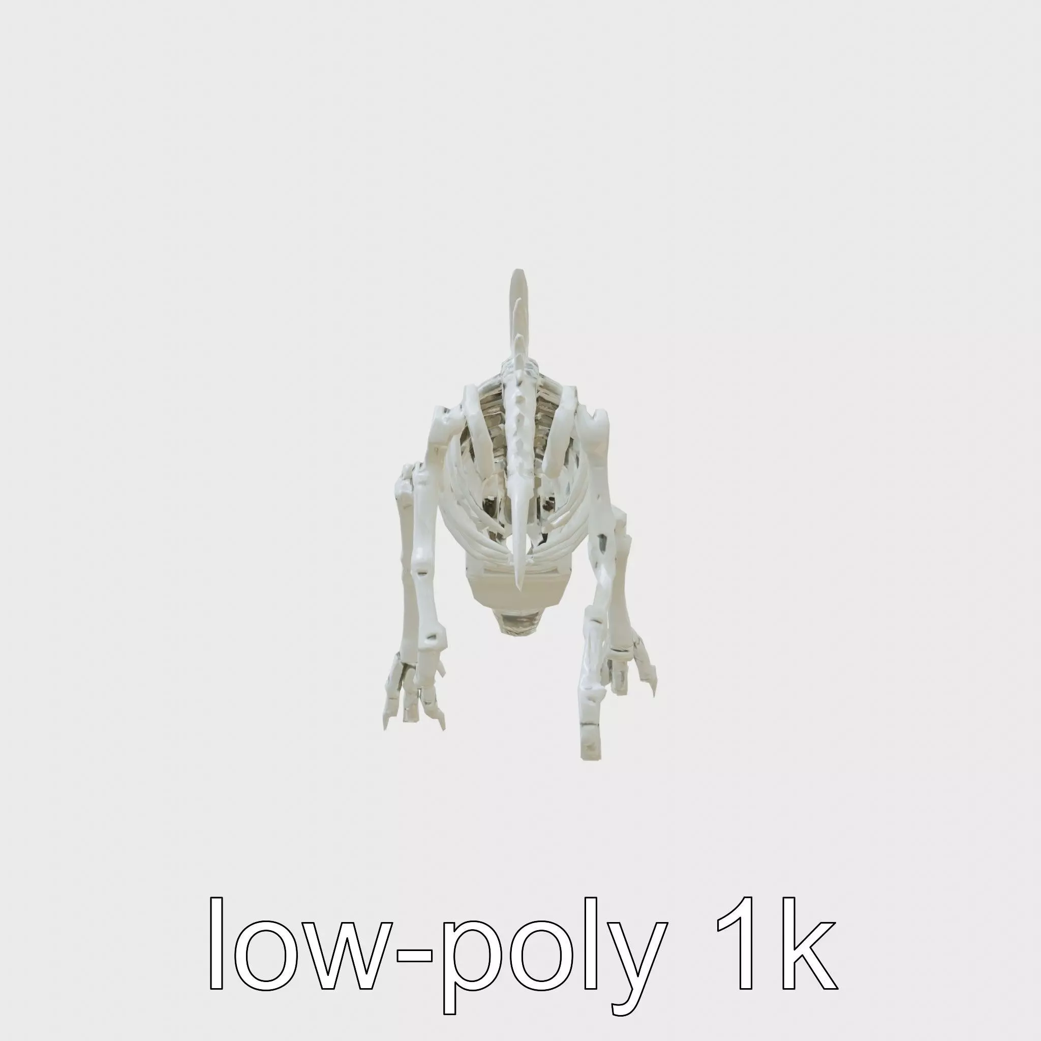 Cybernetic Dinosaur Skeleton with Laser Eyes Low-poly 3D model_0