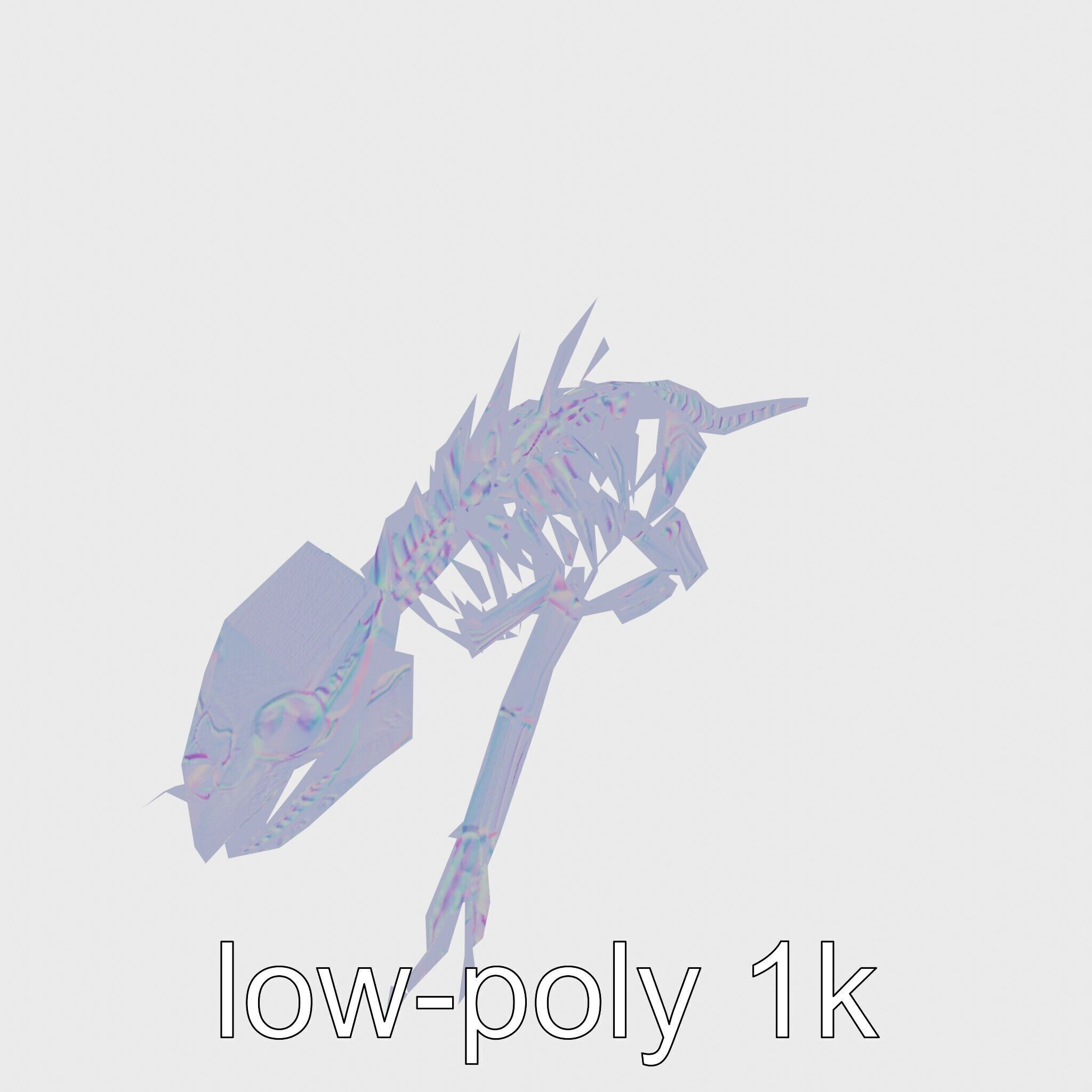 Cybernetic Dinosaur Skeleton with Laser Eyes Low-poly 3D model_20