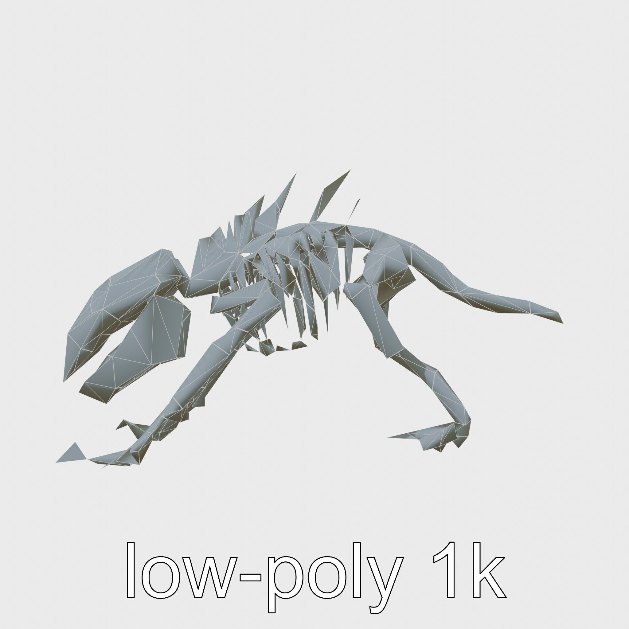 Cybernetic Dinosaur Skeleton with Laser Eyes Low-poly 3D model_17