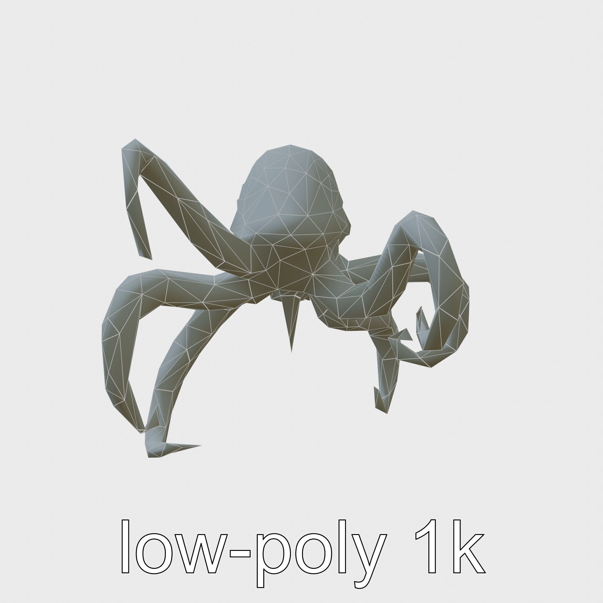 Bioluminescent Tentacle Creature with Multi-Limbed Body Low-poly 3D model_7