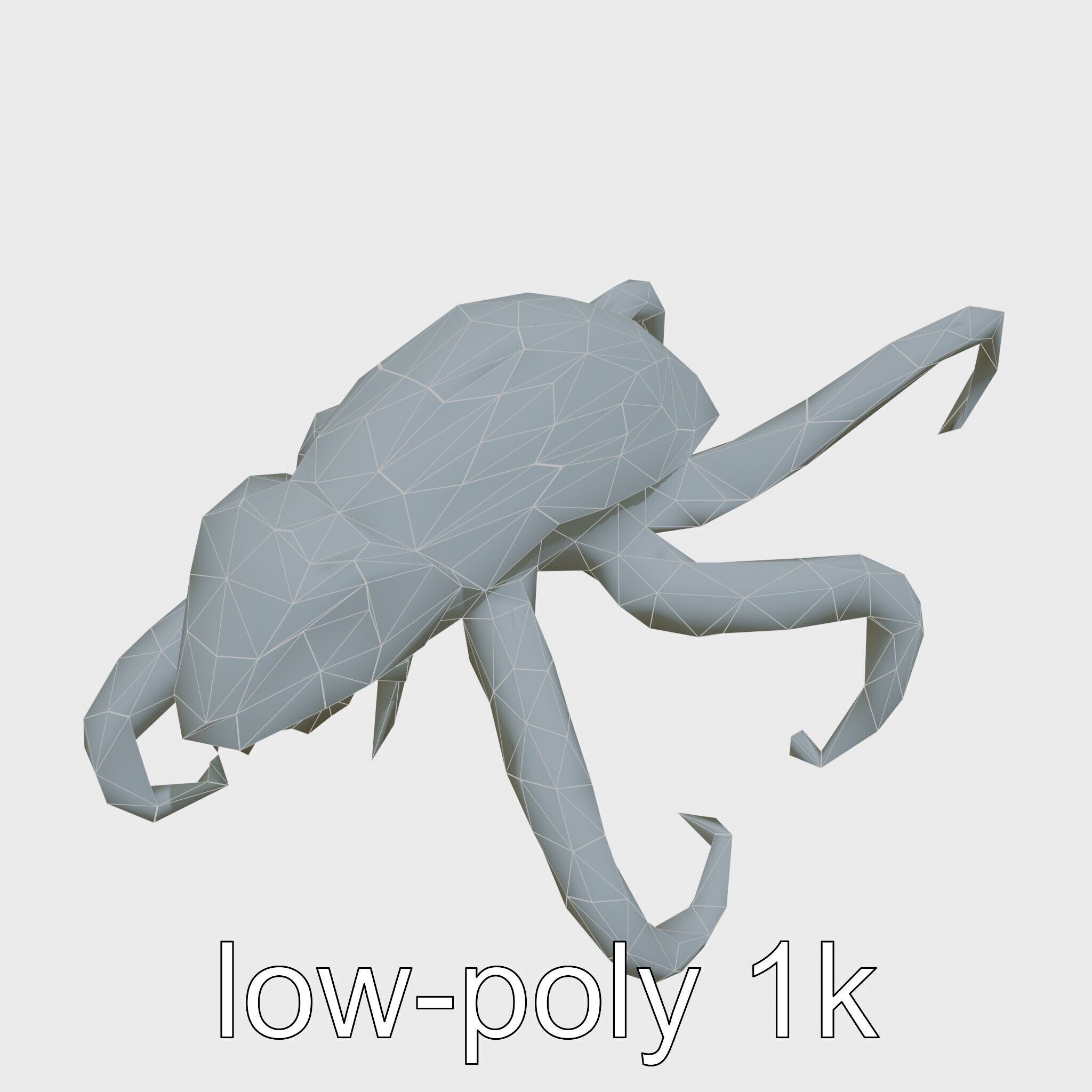 Bioluminescent Tentacle Creature with Multi-Limbed Body Low-poly 3D model_12