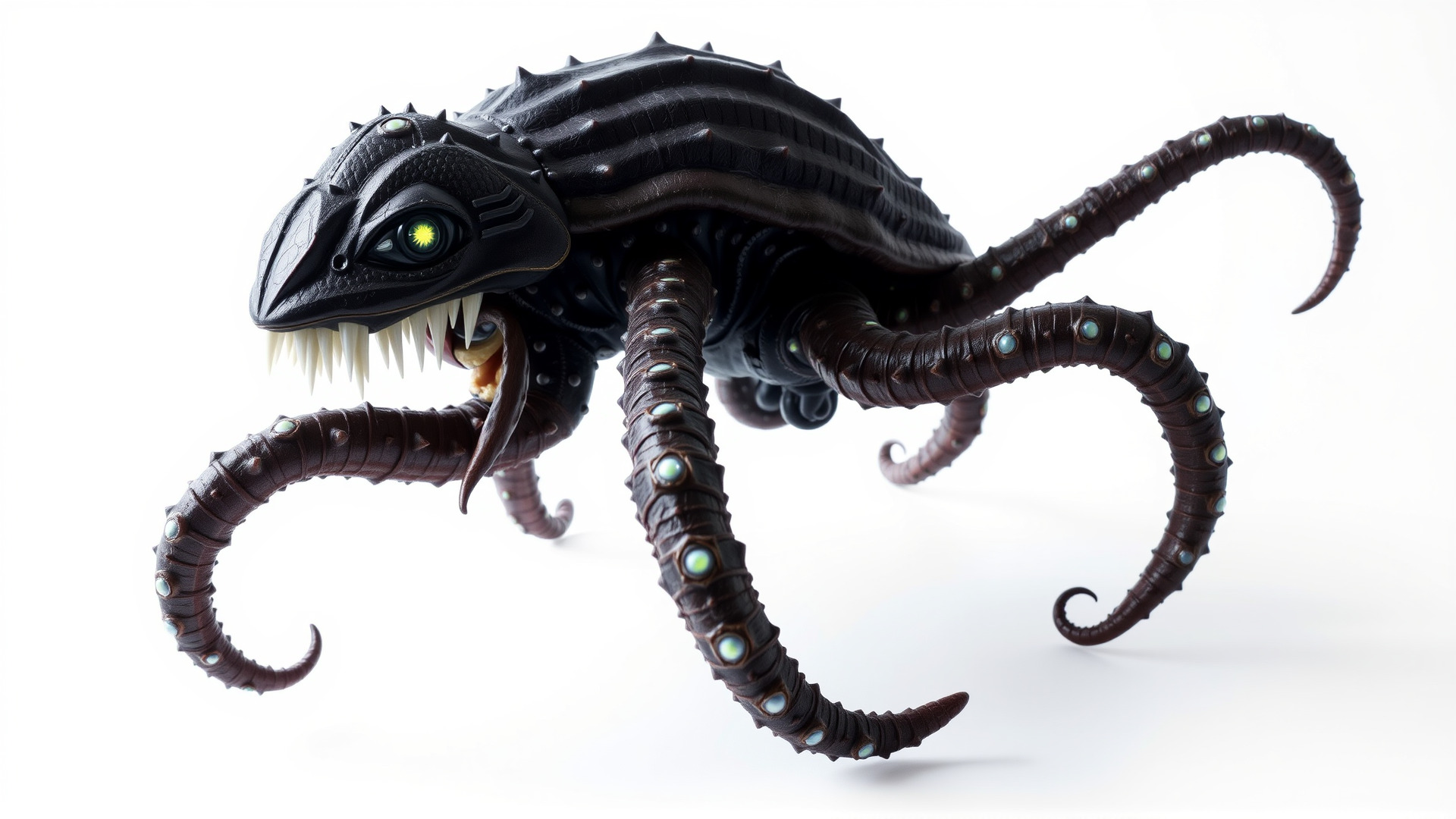 Bioluminescent Tentacle Creature with Multi-Limbed Body Low-poly 3D model_3