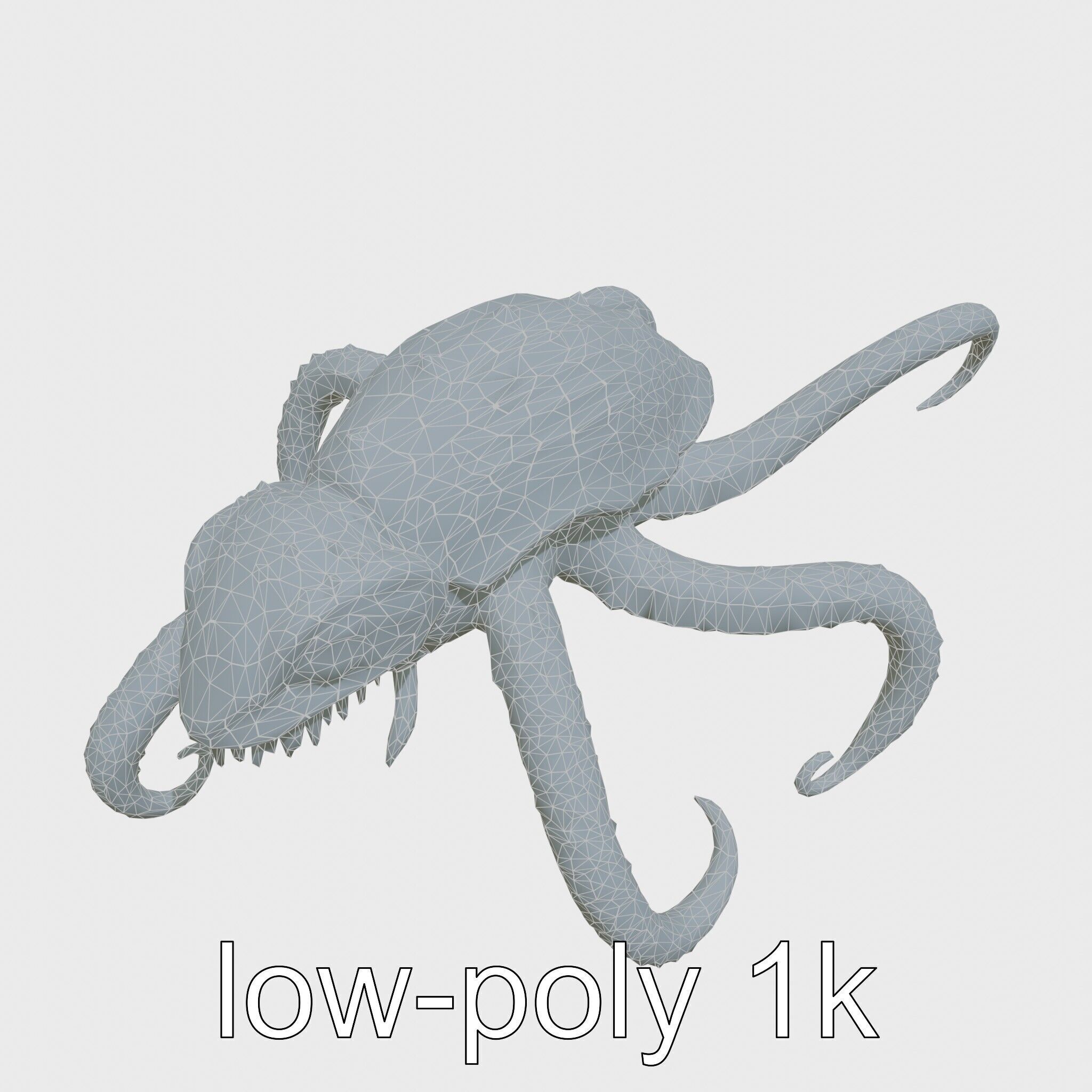 Bioluminescent Tentacle Creature with Multi-Limbed Body Low-poly 3D model_28