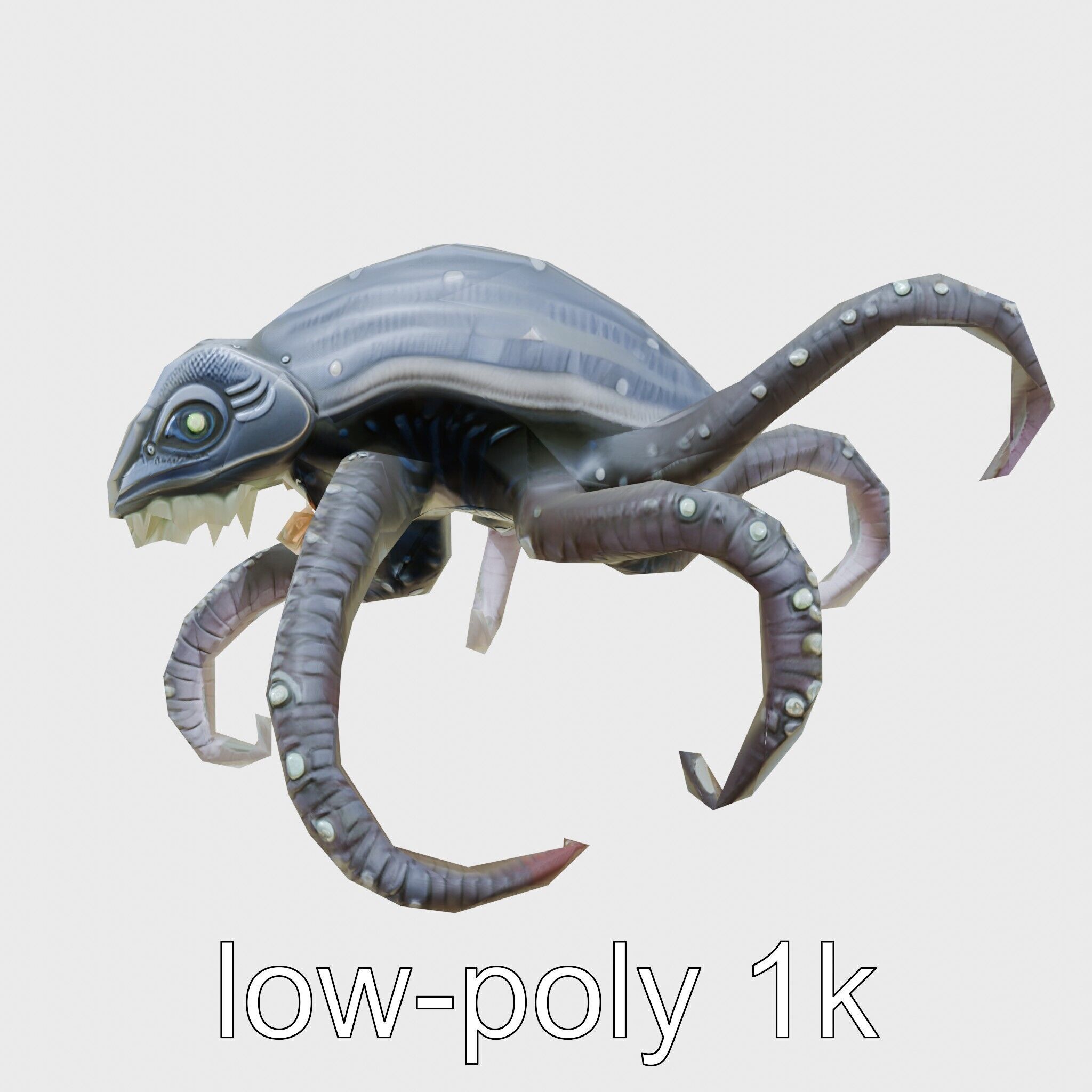 Bioluminescent Tentacle Creature with Multi-Limbed Body Low-poly 3D model_21