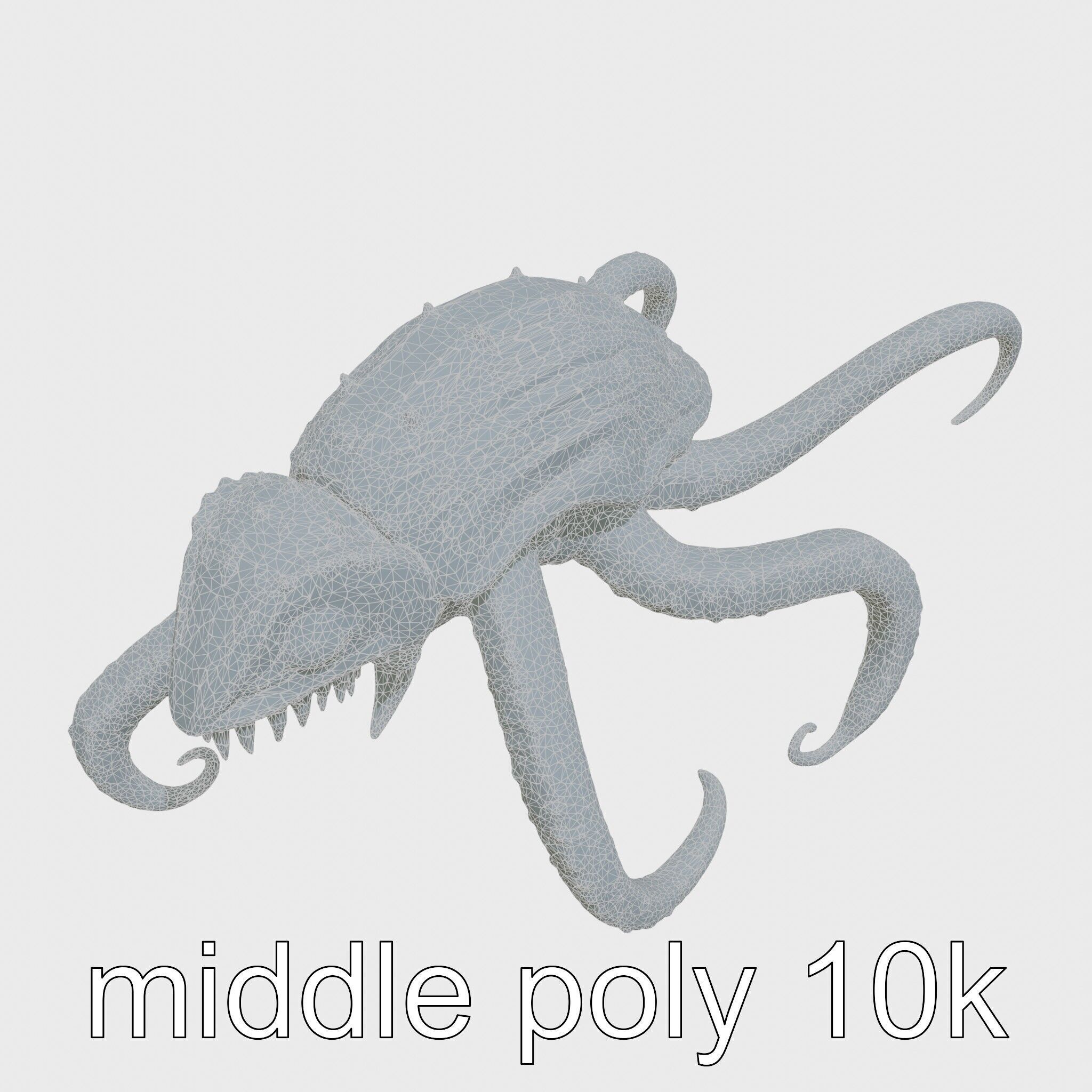 Bioluminescent Tentacle Creature with Multi-Limbed Body Low-poly 3D model_24
