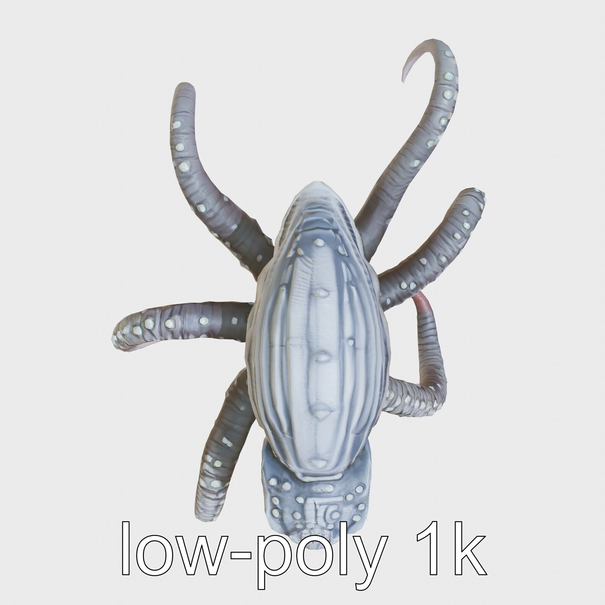 Bioluminescent Tentacle Creature with Multi-Limbed Body Low-poly 3D model_23