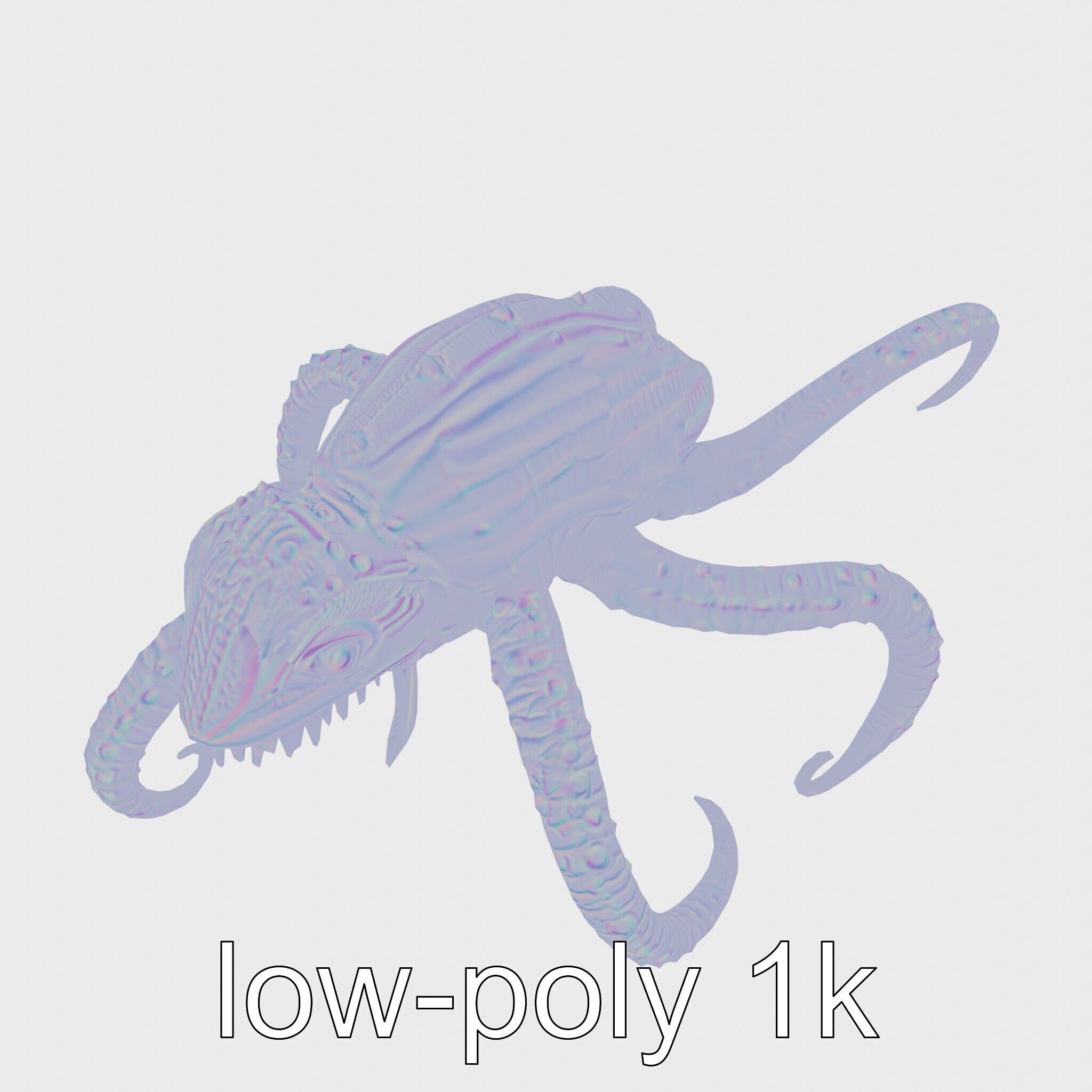 Bioluminescent Tentacle Creature with Multi-Limbed Body Low-poly 3D model_14