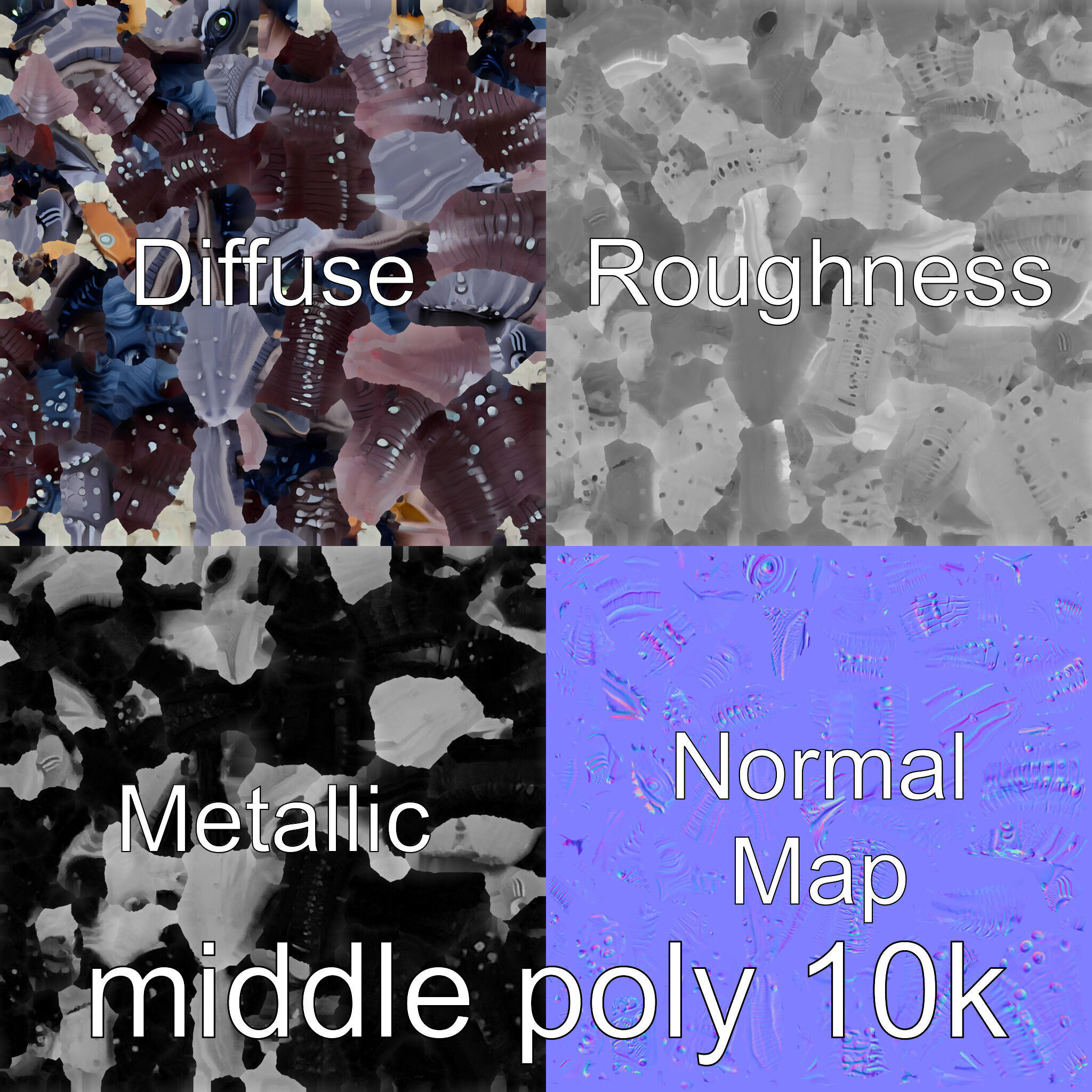 Bioluminescent Tentacle Creature with Multi-Limbed Body Low-poly 3D model_29