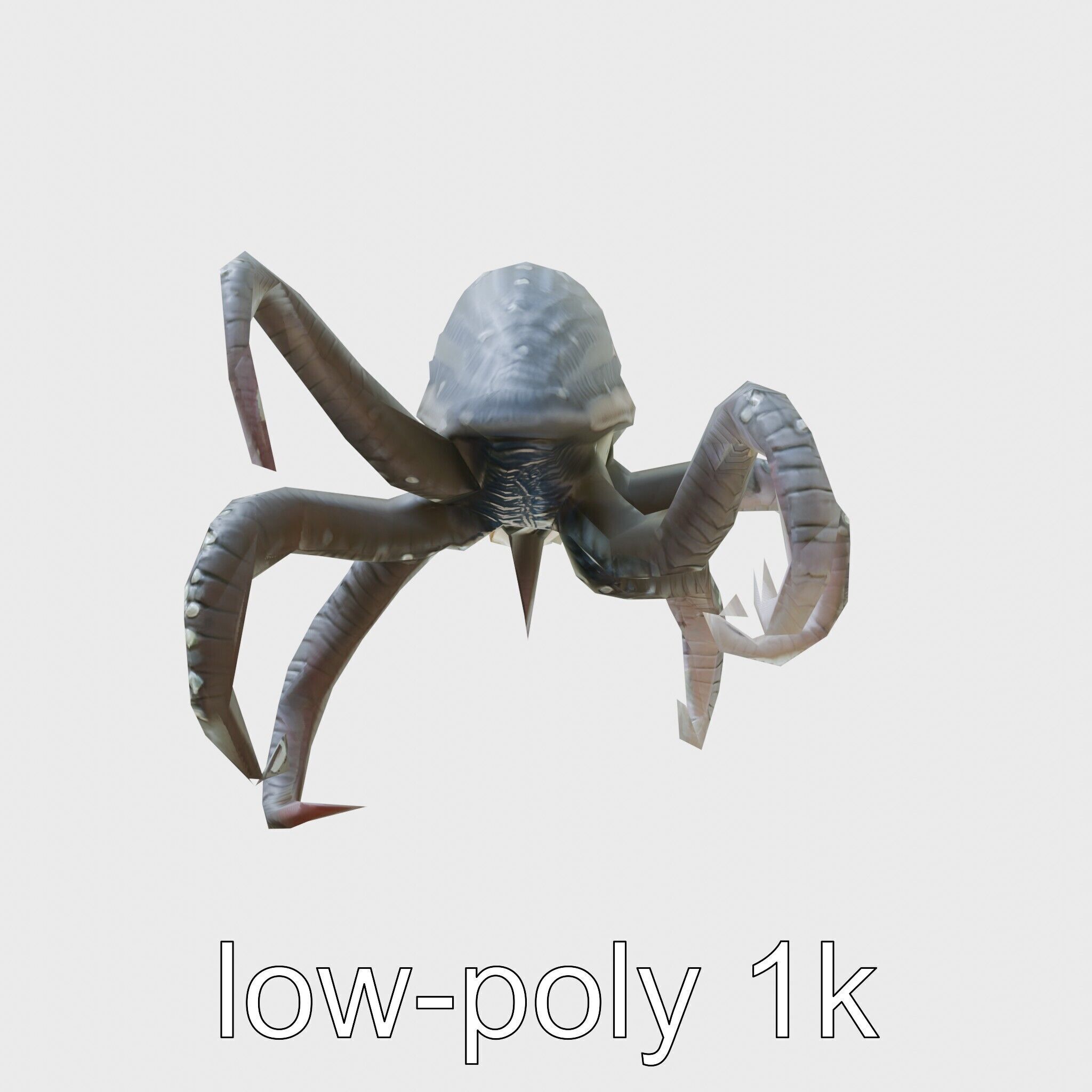Bioluminescent Tentacle Creature with Multi-Limbed Body Low-poly 3D model_4