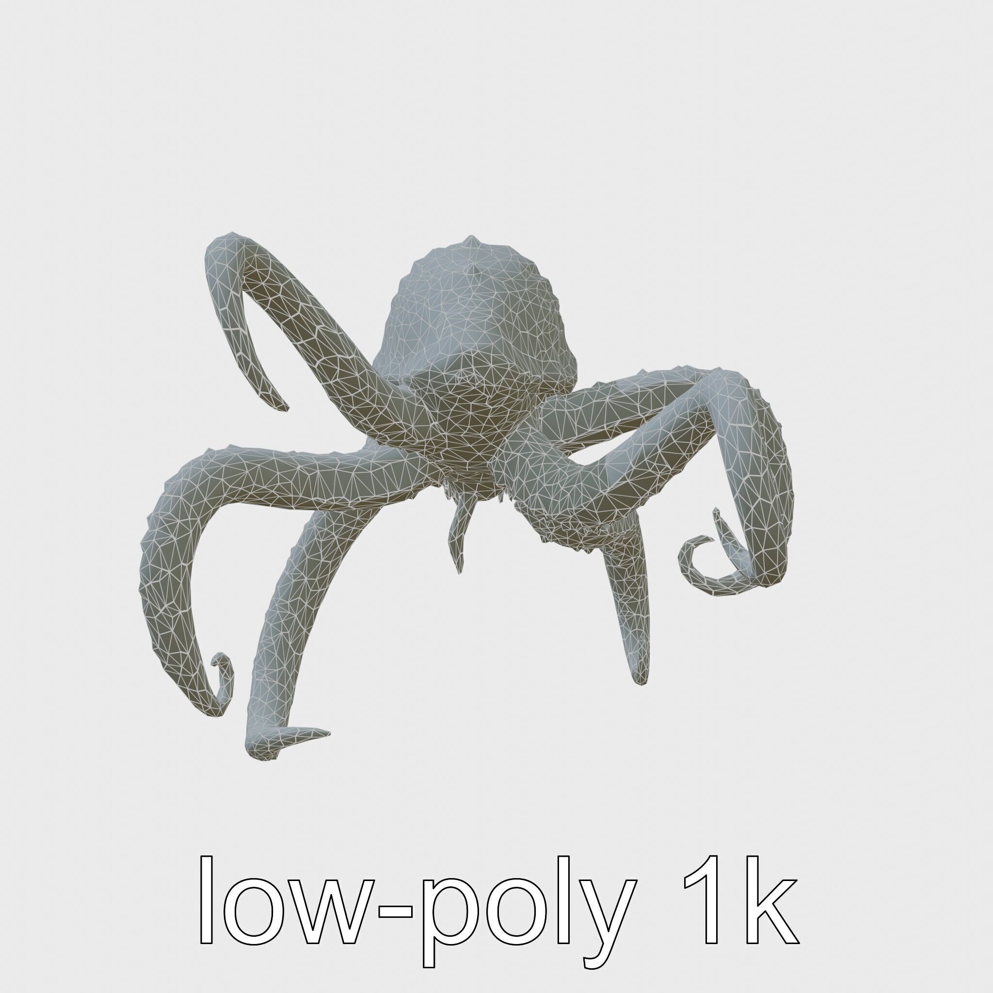 Bioluminescent Tentacle Creature with Multi-Limbed Body Low-poly 3D model_6