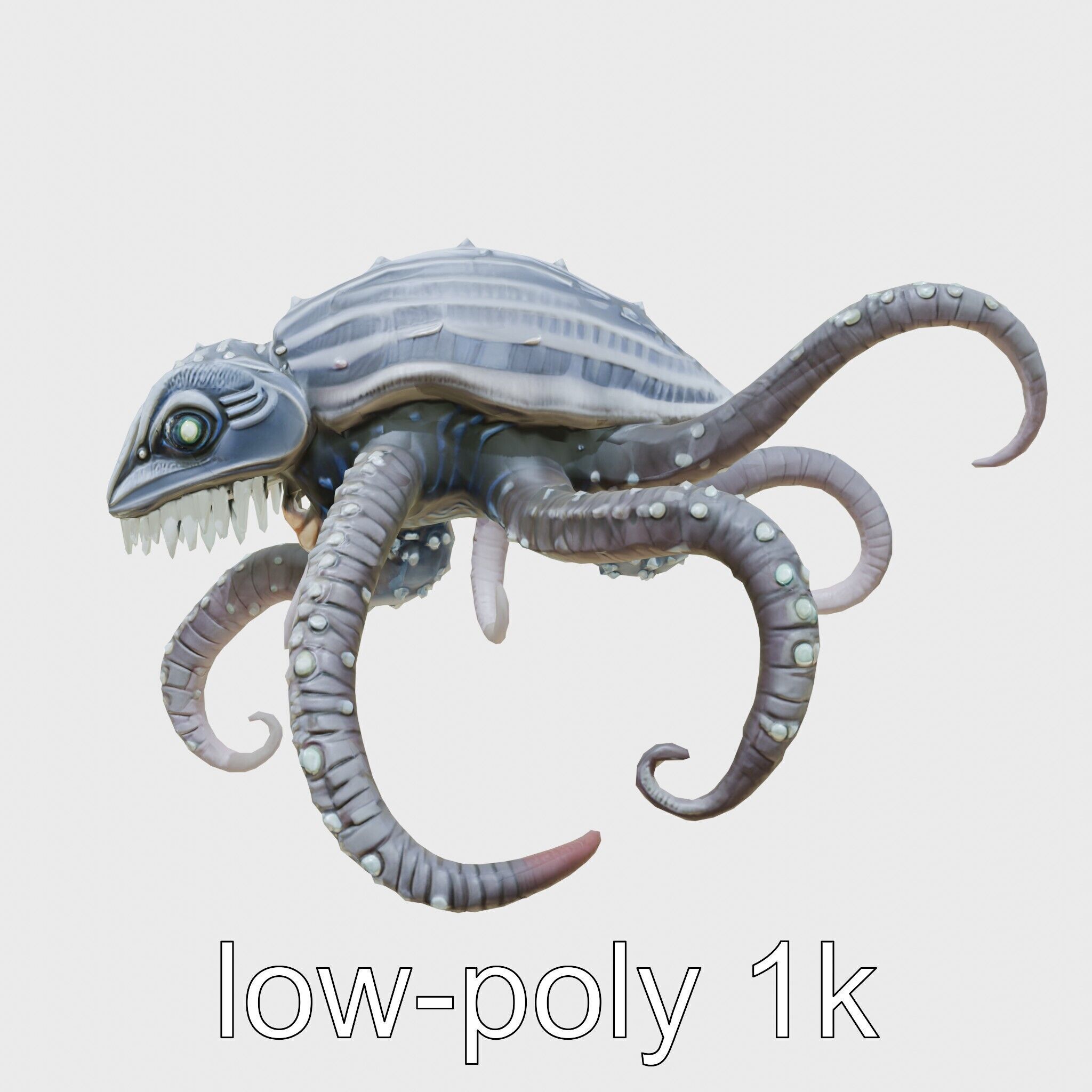 Bioluminescent Tentacle Creature with Multi-Limbed Body Low-poly 3D model_22