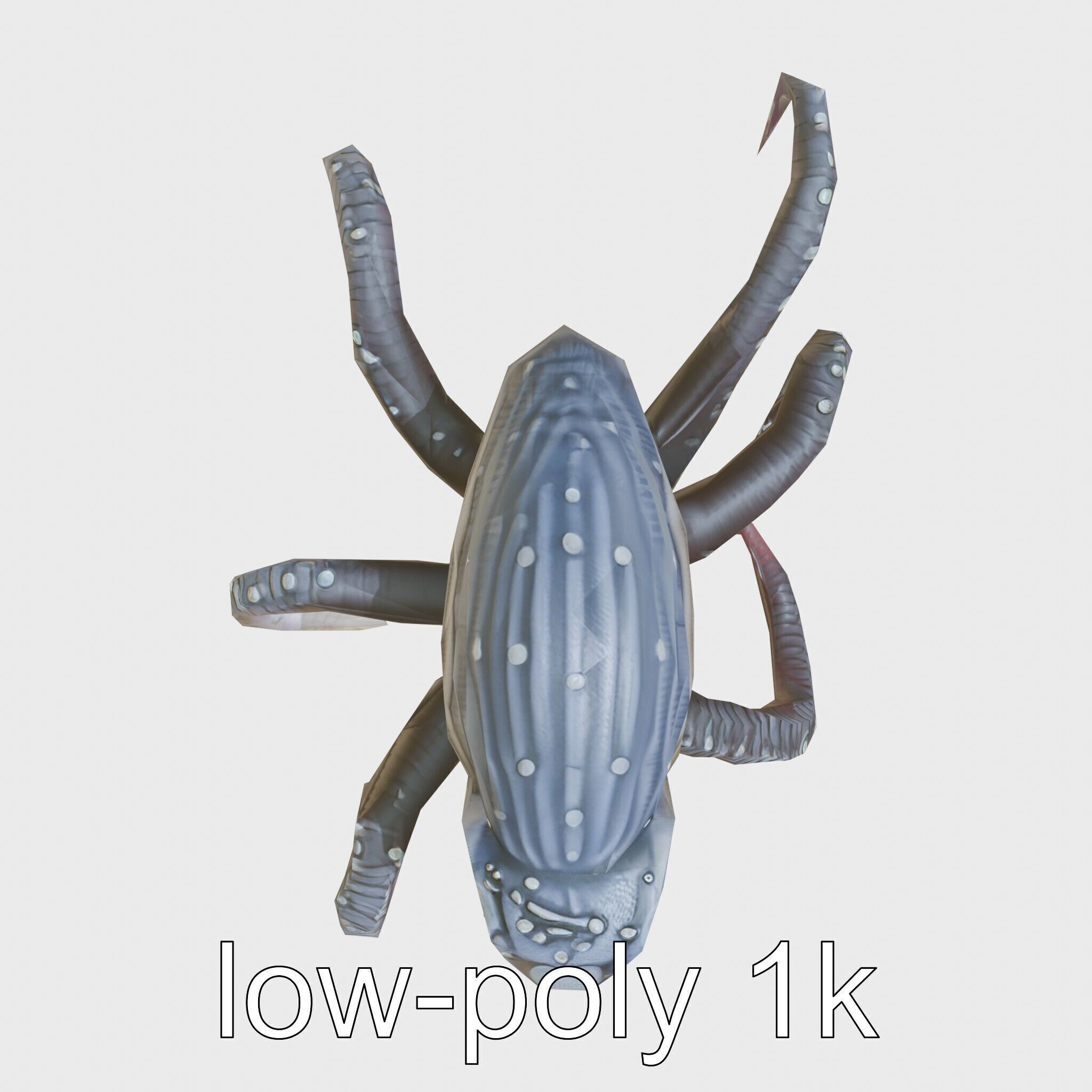 Bioluminescent Tentacle Creature with Multi-Limbed Body Low-poly 3D model_19