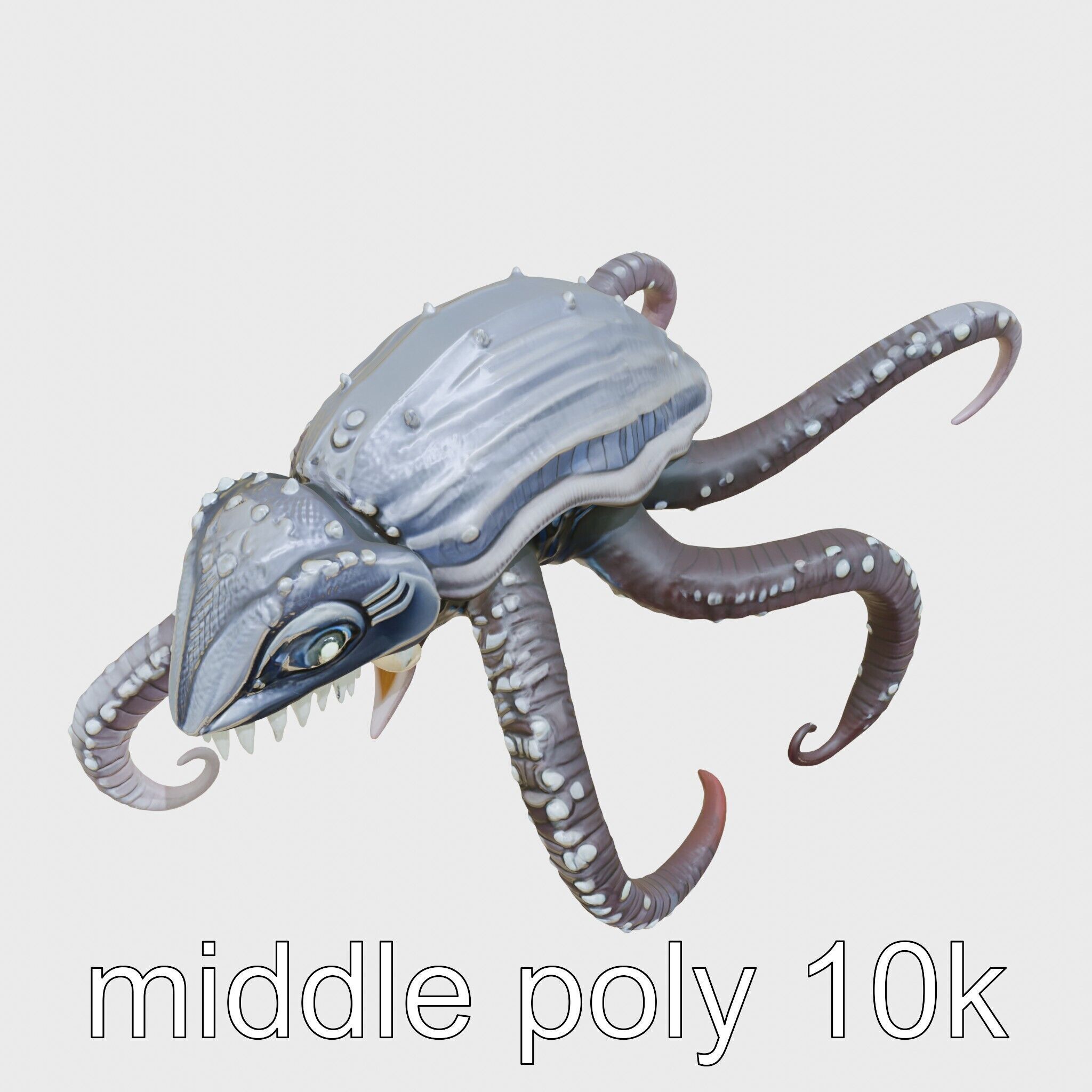 Bioluminescent Tentacle Creature with Multi-Limbed Body Low-poly 3D model_11