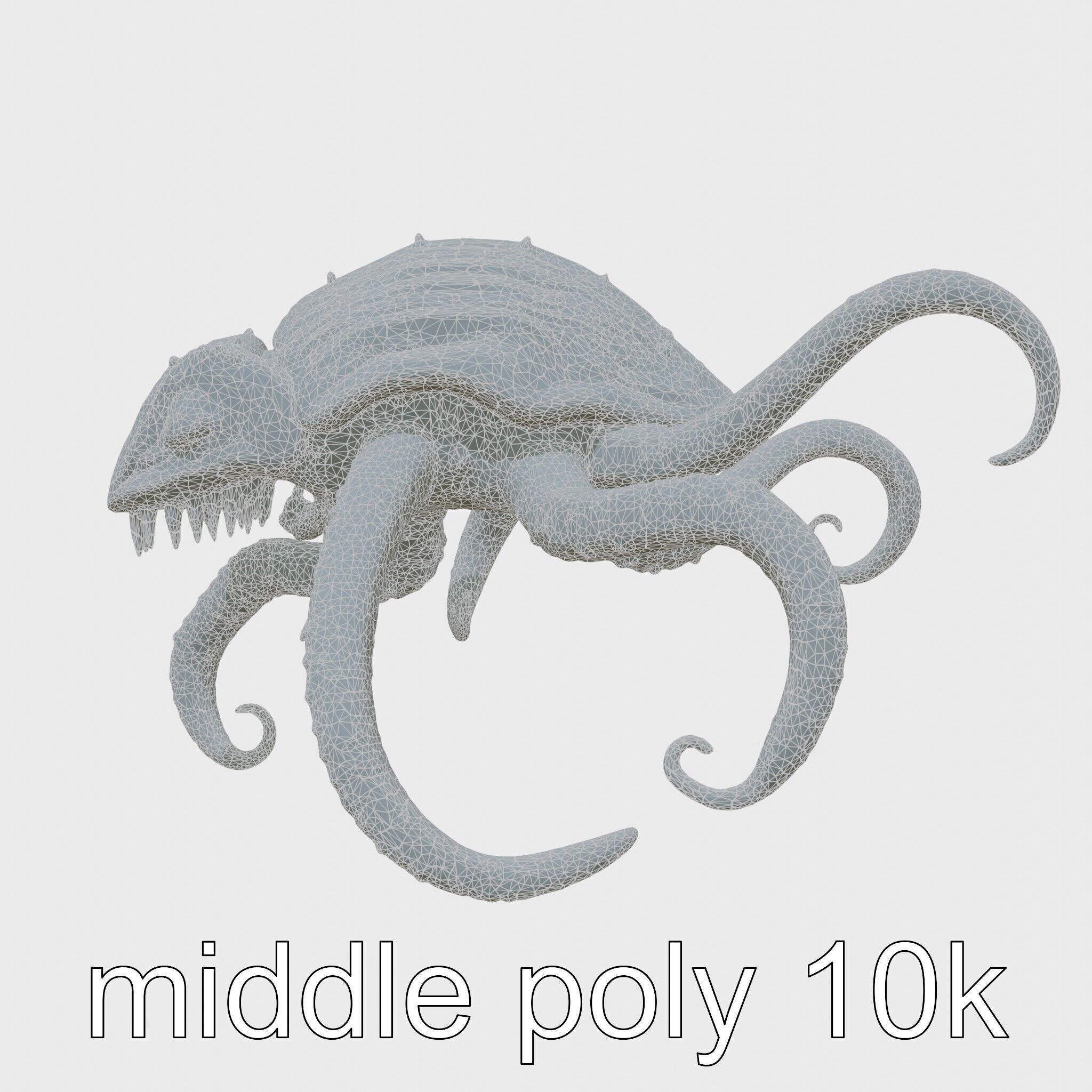 Bioluminescent Tentacle Creature with Multi-Limbed Body Low-poly 3D model_5
