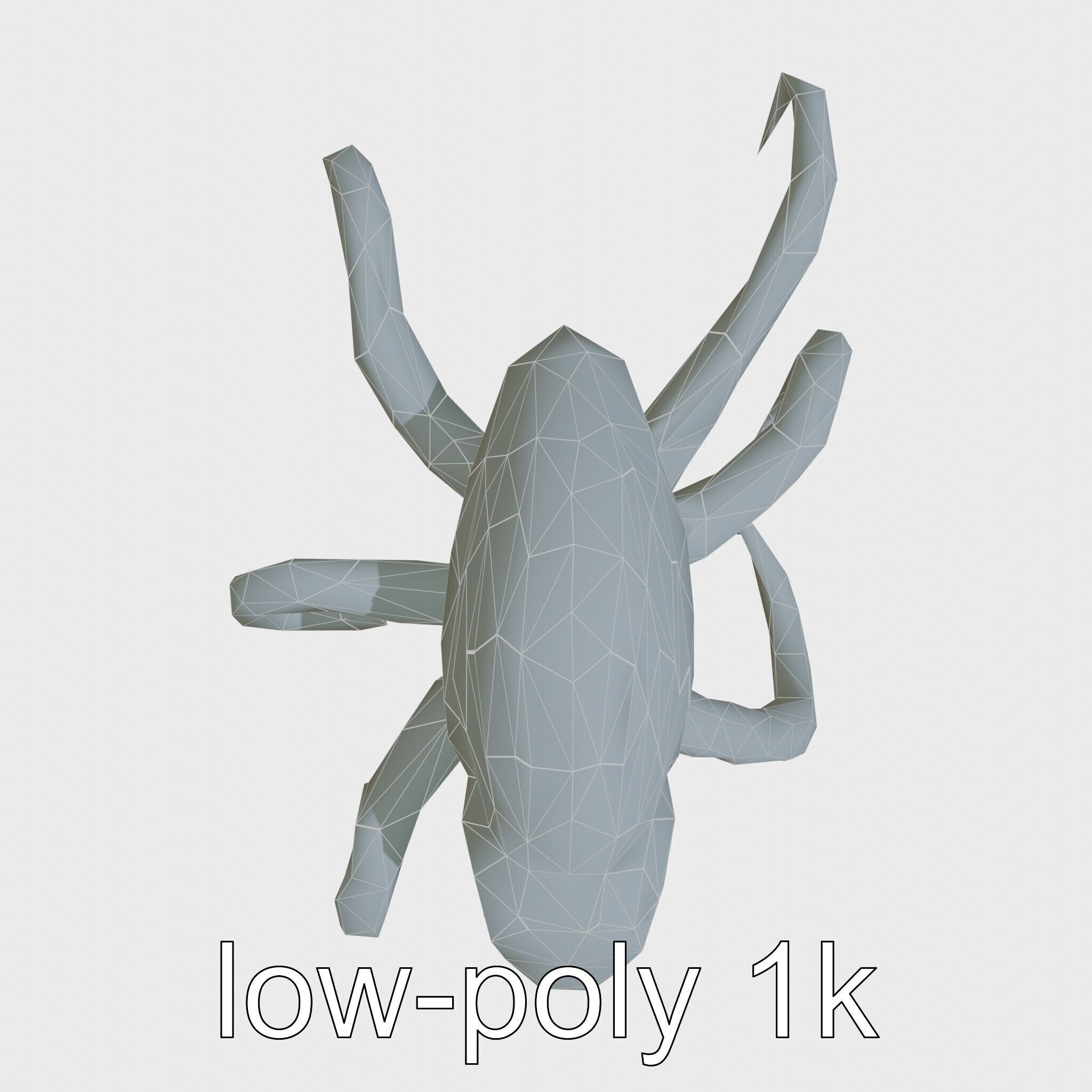 Bioluminescent Tentacle Creature with Multi-Limbed Body Low-poly 3D model_16