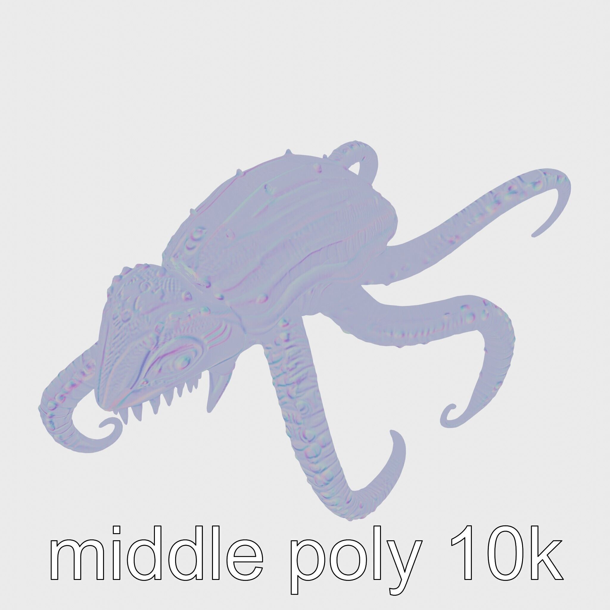 Bioluminescent Tentacle Creature with Multi-Limbed Body Low-poly 3D model_26