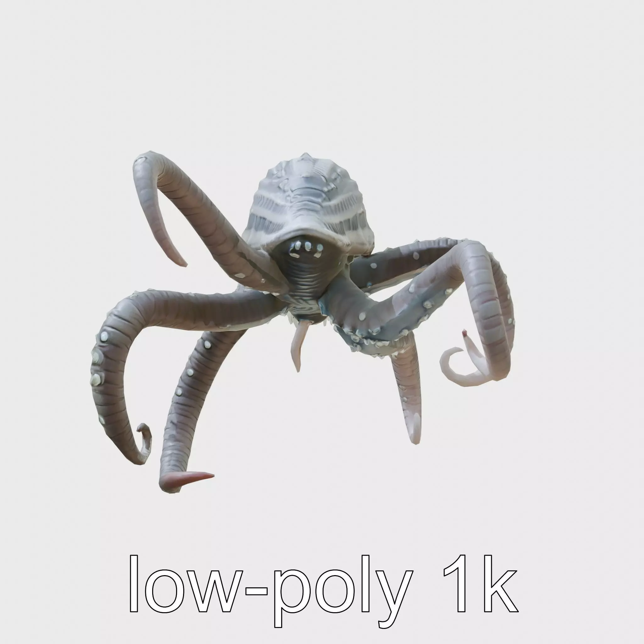 Bioluminescent Tentacle Creature with Multi-Limbed Body Low-poly 3D model_0